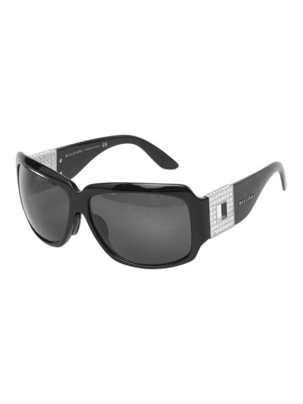 Bvlgari Sunglasses Black Silver Acetate Rhinestone Metal Eyewear